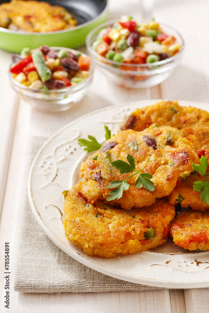 Potato pancakes with vegetables