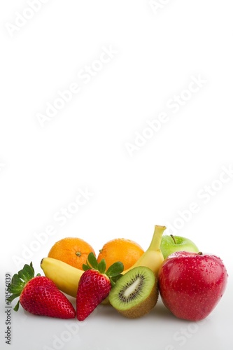 Fototapeta Naklejka Na Ścianę i Meble -  Colourful fresh fruits white background