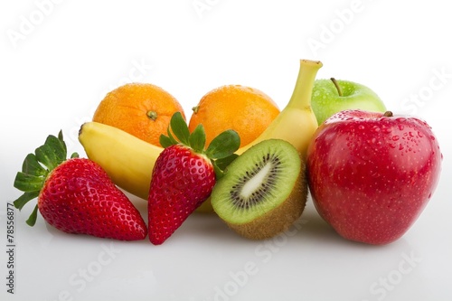 Fototapeta Naklejka Na Ścianę i Meble -  Colourful fresh fruits white background