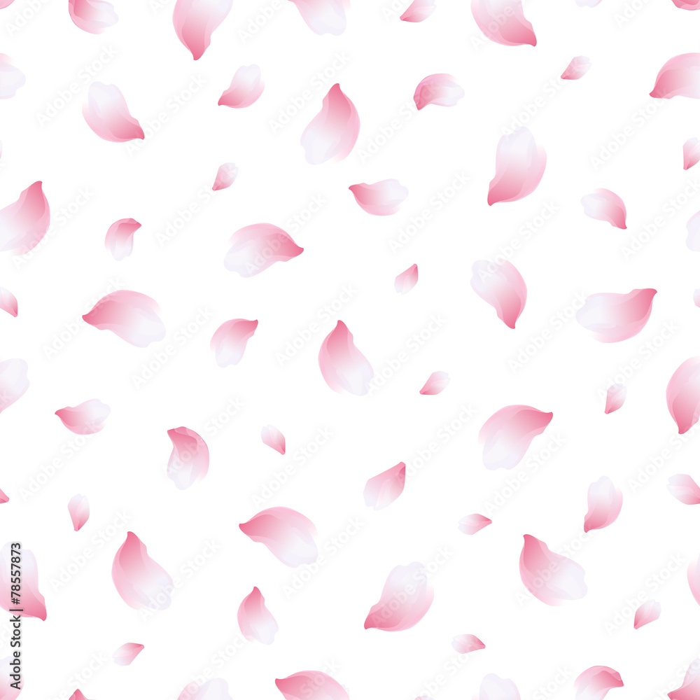 Light background seamless pattern with flying petals Light background seamless pattern with flying petals