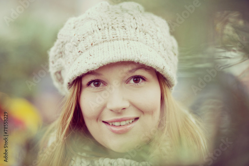 Attractive woman with winter hat.