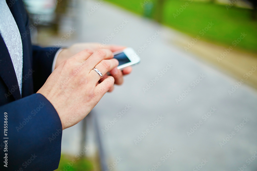 Man using mobile smart phone