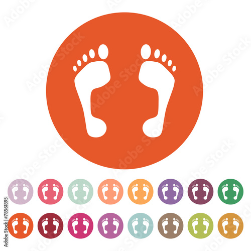 The footprint icon. foot symbol. Flat