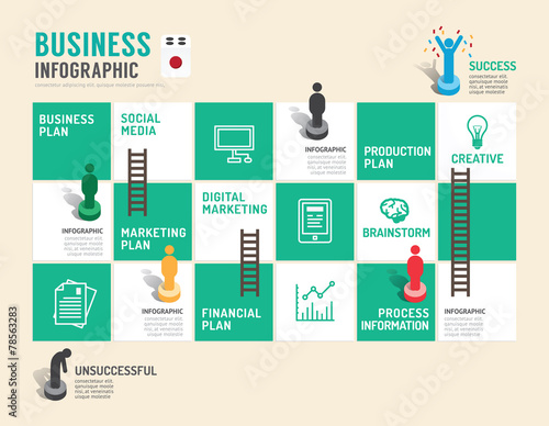 Business board game concept infographic step to successful,vecto