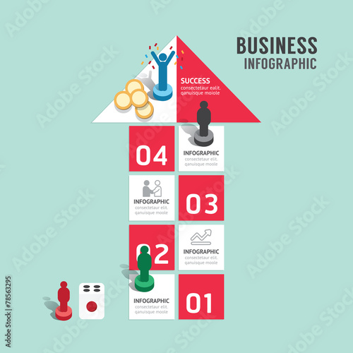Business board game concept infographic step to successful,arrow