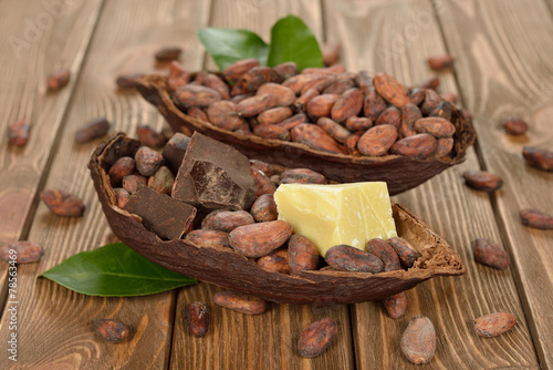 Cocoa beans, cocoa butter and cocoa mass