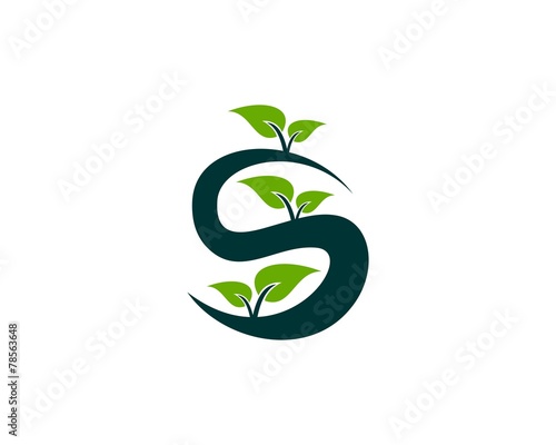 S letter leaf logo icon template 2