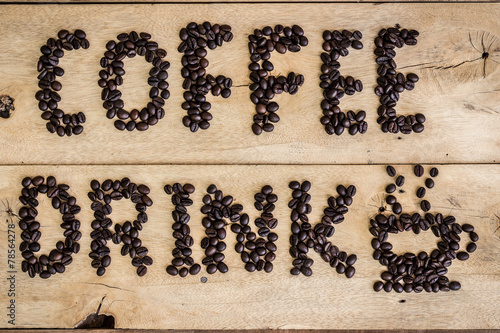 coffee beans drink text background