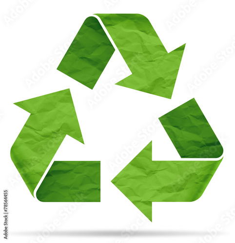 recycle symbol from crumpled paper