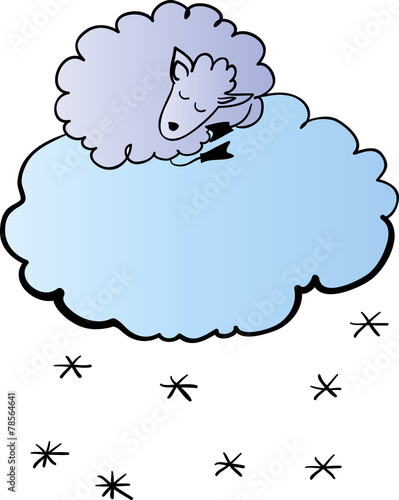 Sheep on the cloud vector illustration