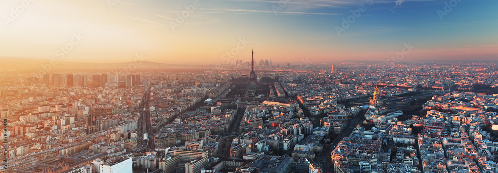 Panorama of Paris at sunset