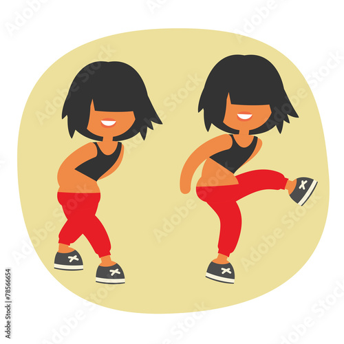 Sporty dancing beautiful teenager girl character
