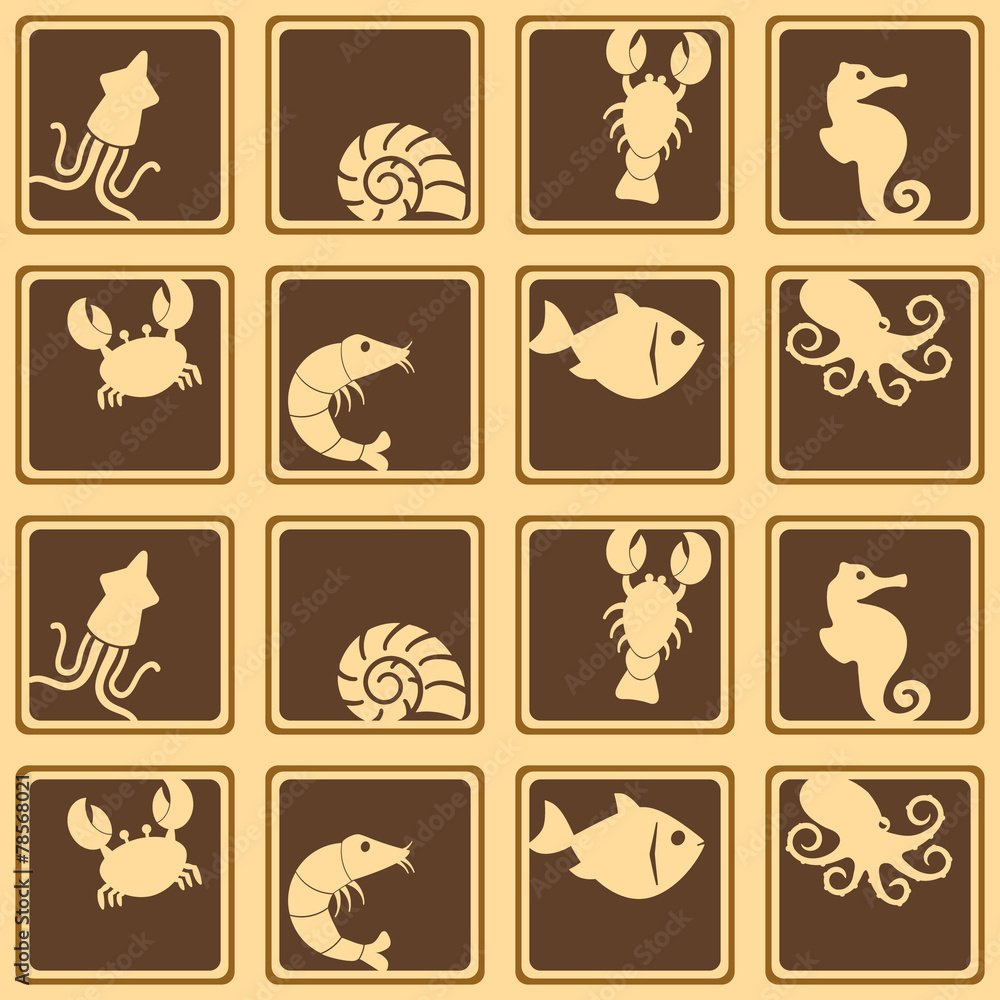 seamless background with sea food and products seamless background with sea food and products