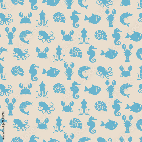 seamless background with sea food and products