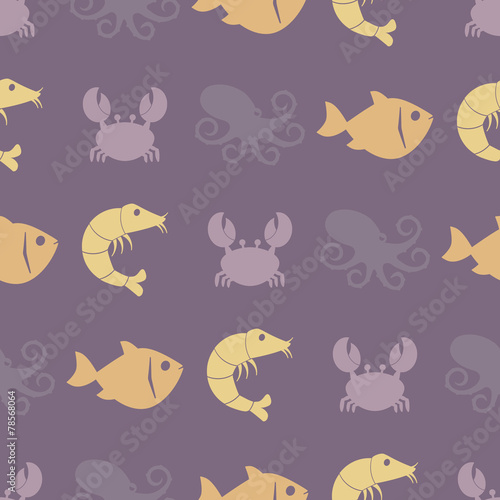 seamless background with sea food and products