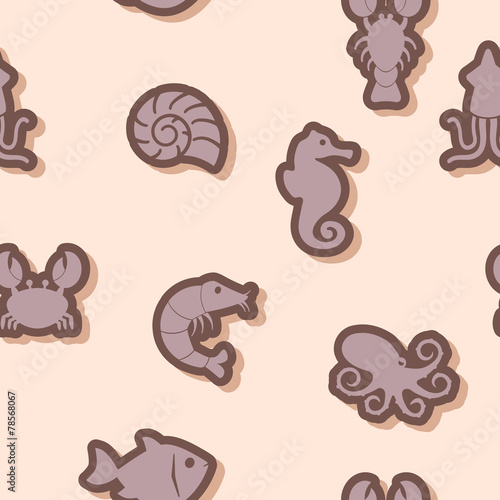 seamless background with sea food and products
