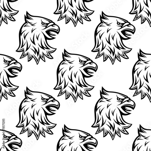 Seamless pattern with head of heraldic eagle