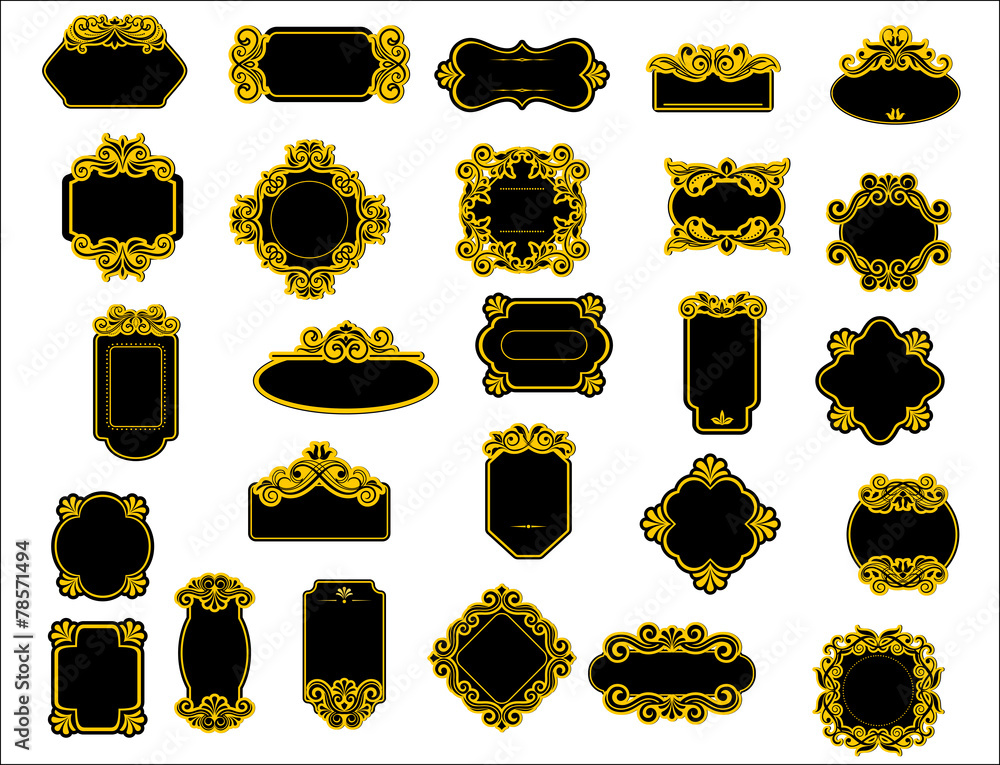 Black and yellow borders or frames Black and yellow borders or frames