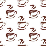Seamless pattern with steaming coffee cups