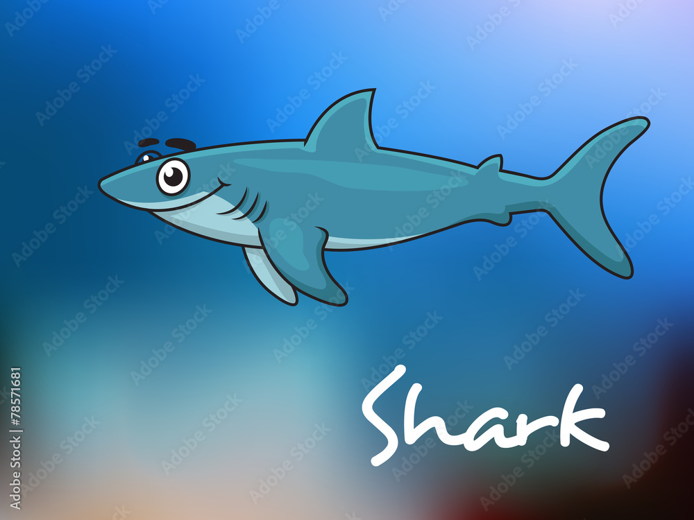 Cartoon shark in sea