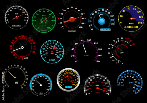 Various speedometers set