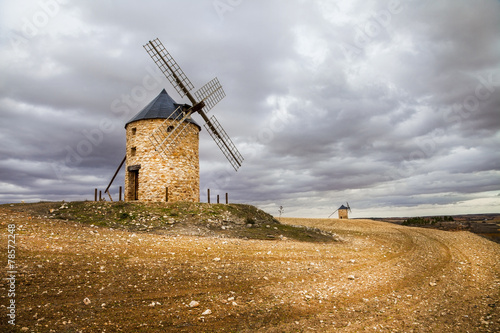 spanish windmills, drammatic sky