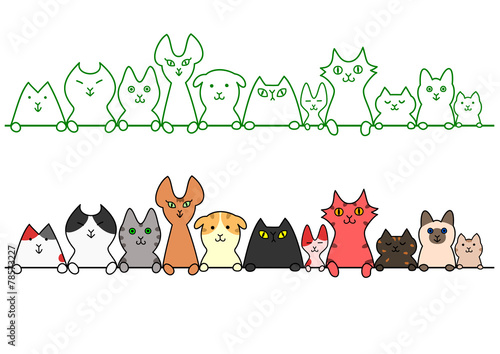 猫　一列　コピースペース セット