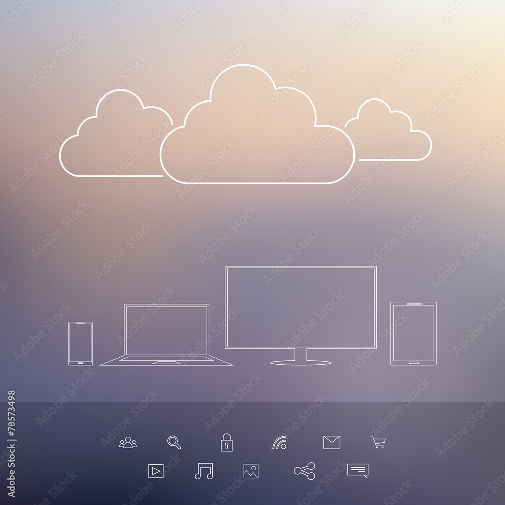 Cloud computing technology concept with laptop, smartphone Cloud computing technology concept with laptop, smartphone