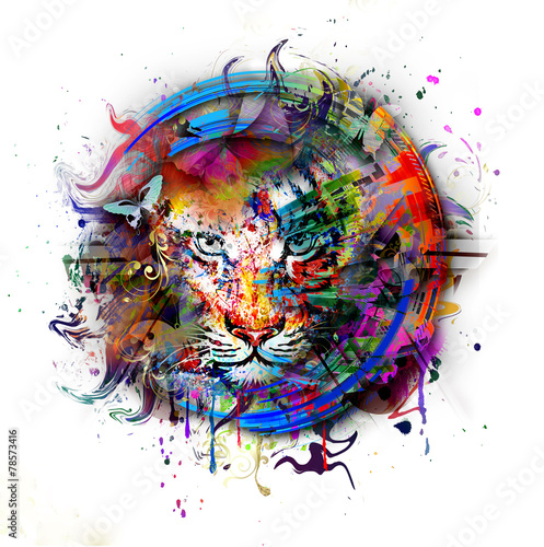 яркий абстрактный фон с львом