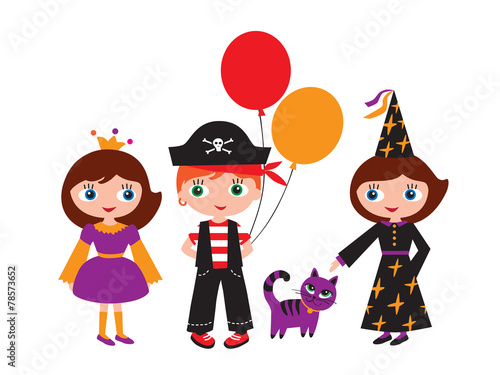 Princess, pirate and a witch with a magic cat.