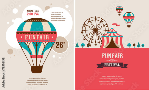 vintage poster with carnival, fun fair, circus vector background