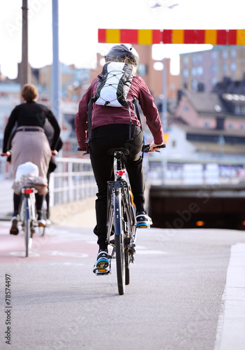 Commuters on bikes