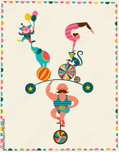 vintage poster with carnival, fun fair, circus vector background