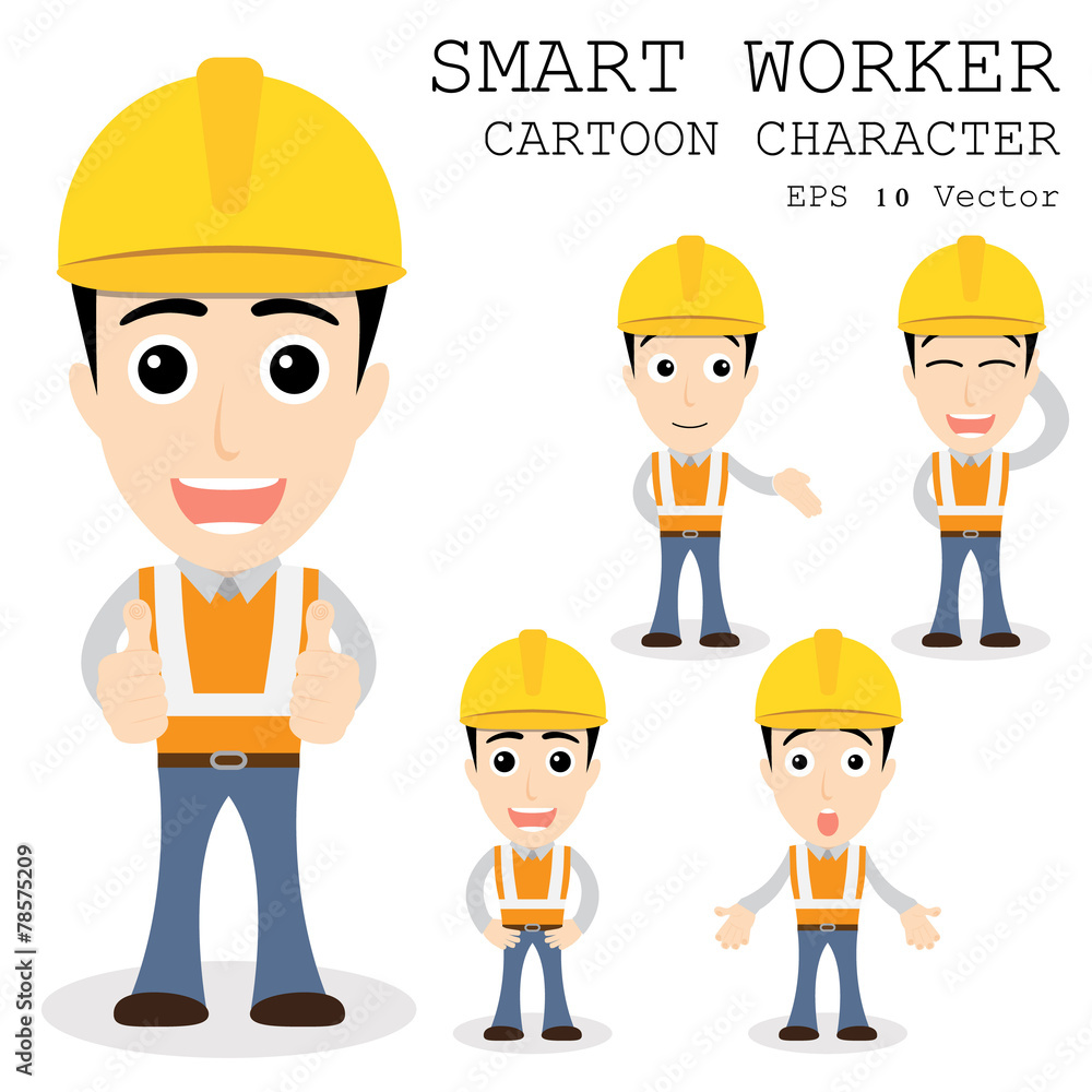 Smart worker cartoon character eps 10 vector illustration Smart worker cartoon character eps 10 vector illustration