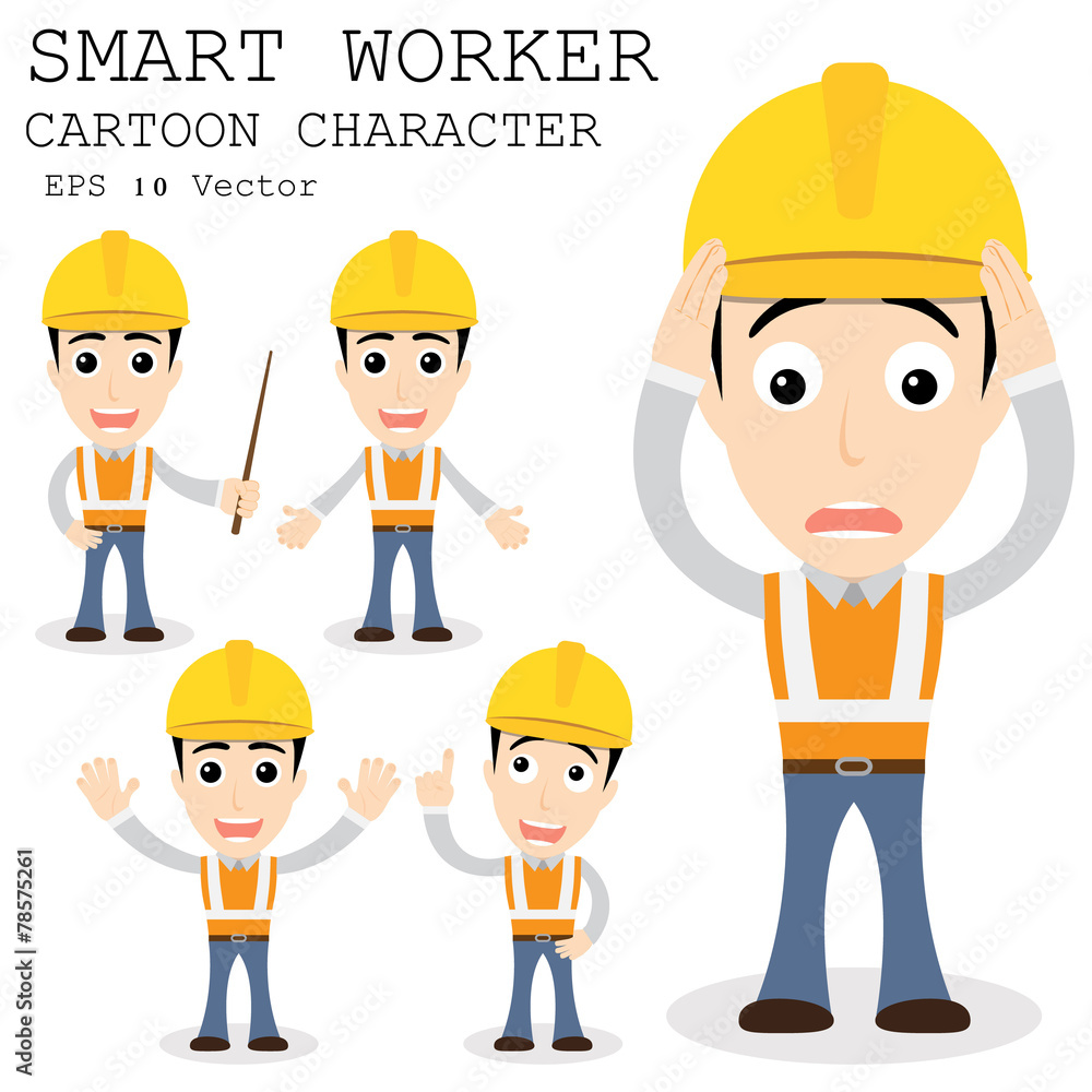 Smart worker cartoon character eps 10 vector illustration Smart worker cartoon character eps 10 vector illustration