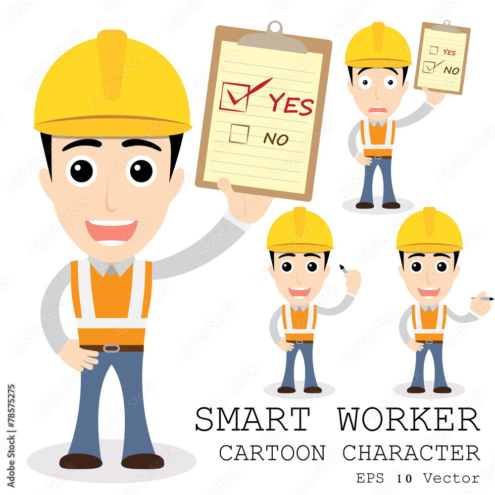 Smart worker cartoon character eps 10 vector illustration Smart worker cartoon character eps 10 vector illustration