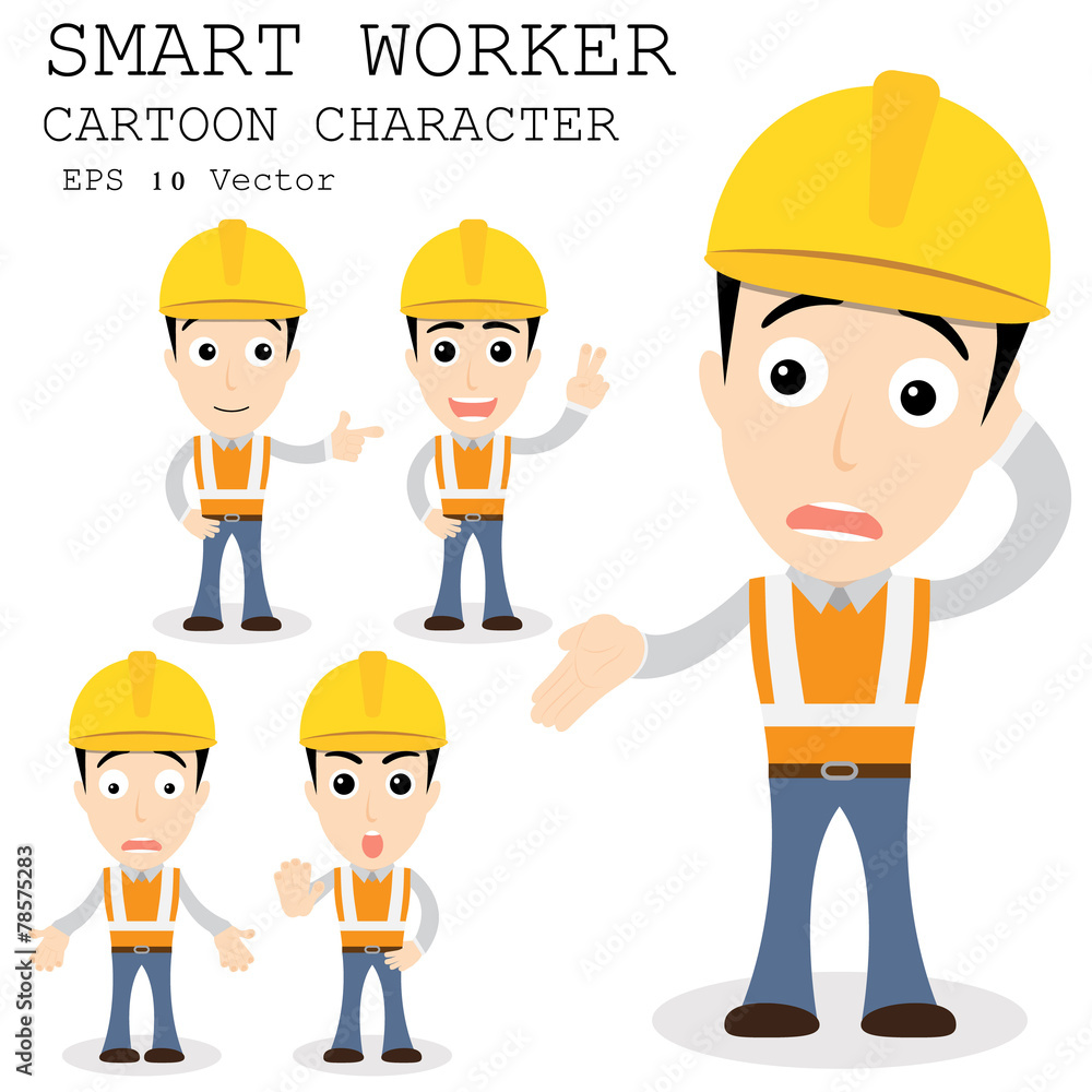 Smart worker cartoon character eps 10 vector illustration Smart worker cartoon character eps 10 vector illustration