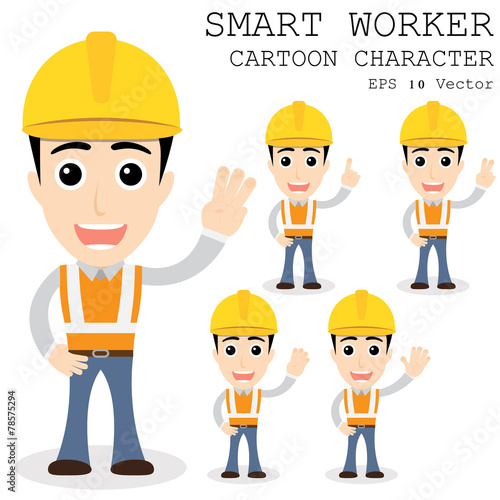 Smart worker cartoon character eps 10 vector illustration