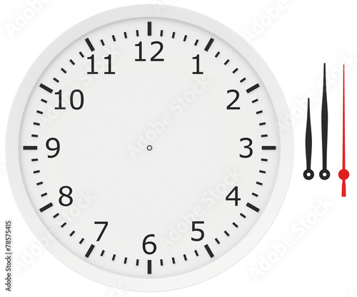 template clock with arrows and numbers isolated on a white