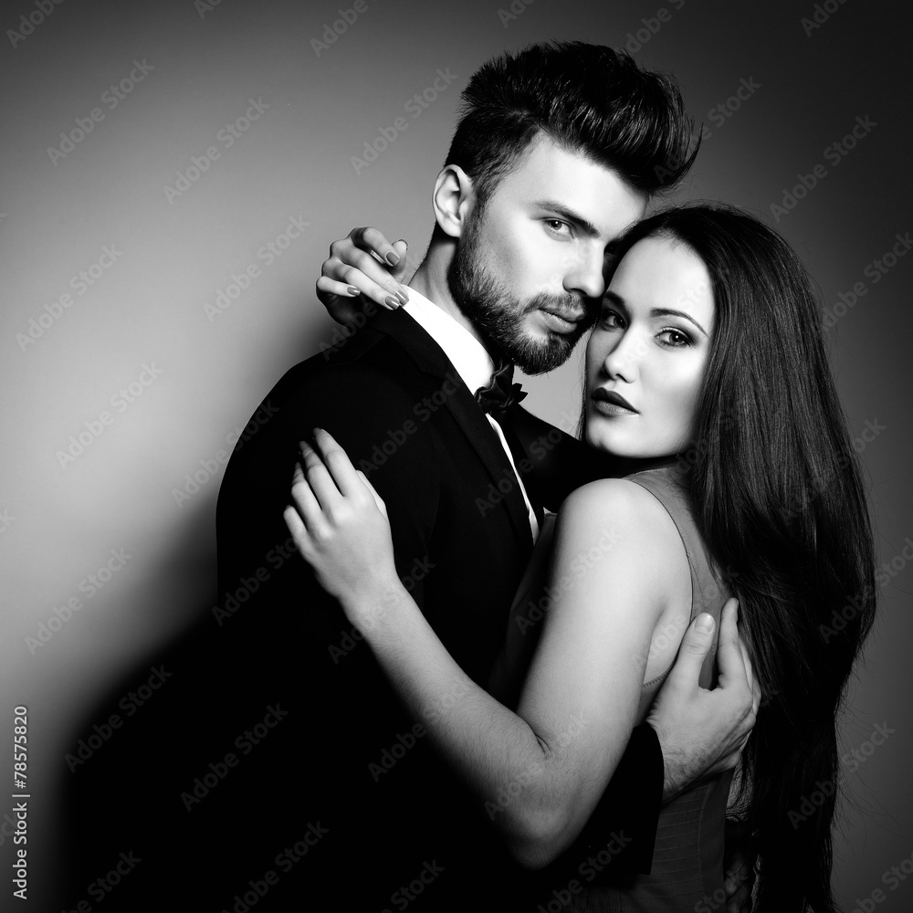 Sexy passion couple in love. Portrait of beautiful young man and Sexy passion couple in love. Portrait of beautiful young man and