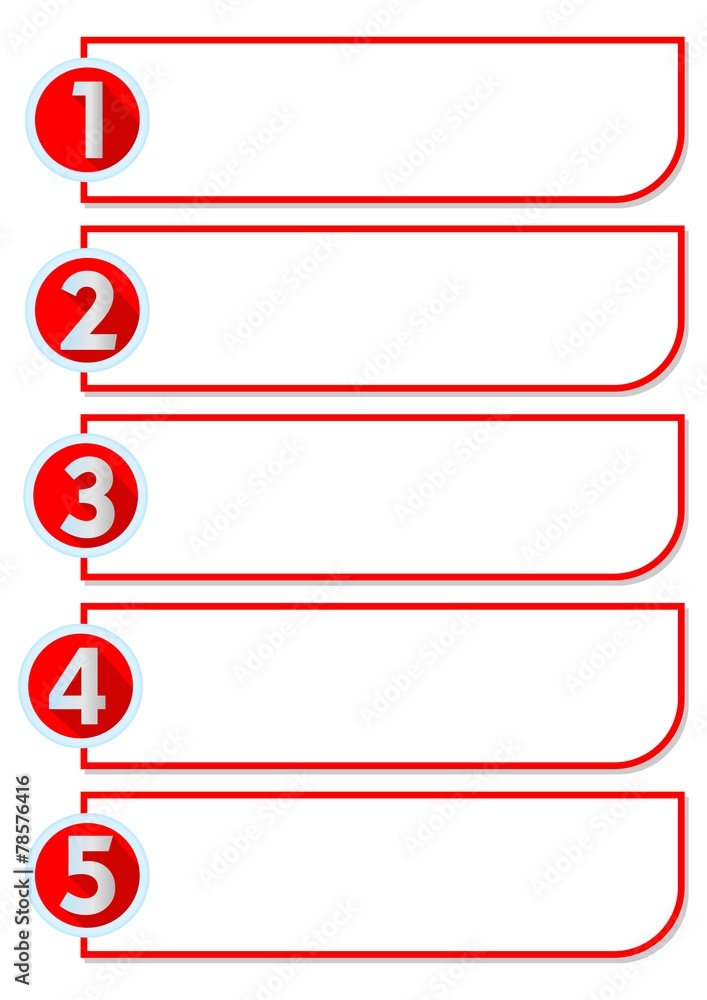 Workflow in five steps with numbers in red circle labels Workflow in five steps with numbers in red circle labels