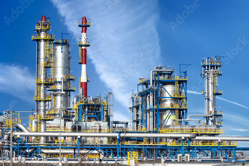 Petrochemical plant, oil refinery factory.