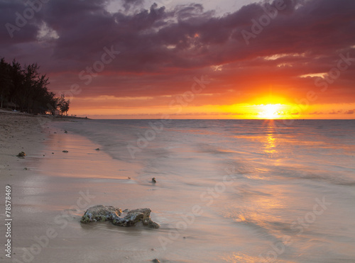 Beautiful sunset on a sandy beach