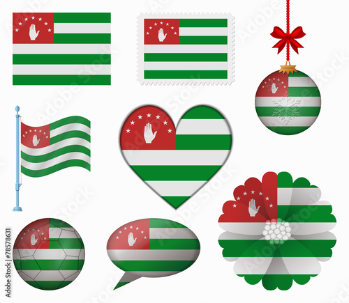 abkhazia flag set of 8 items vector