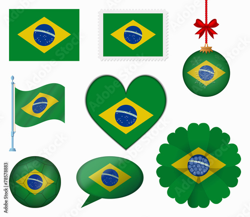 Free Download Brazil flag set of 8 items vector - GFXLoad