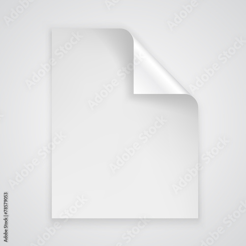 Sheet of paper with a bent corner