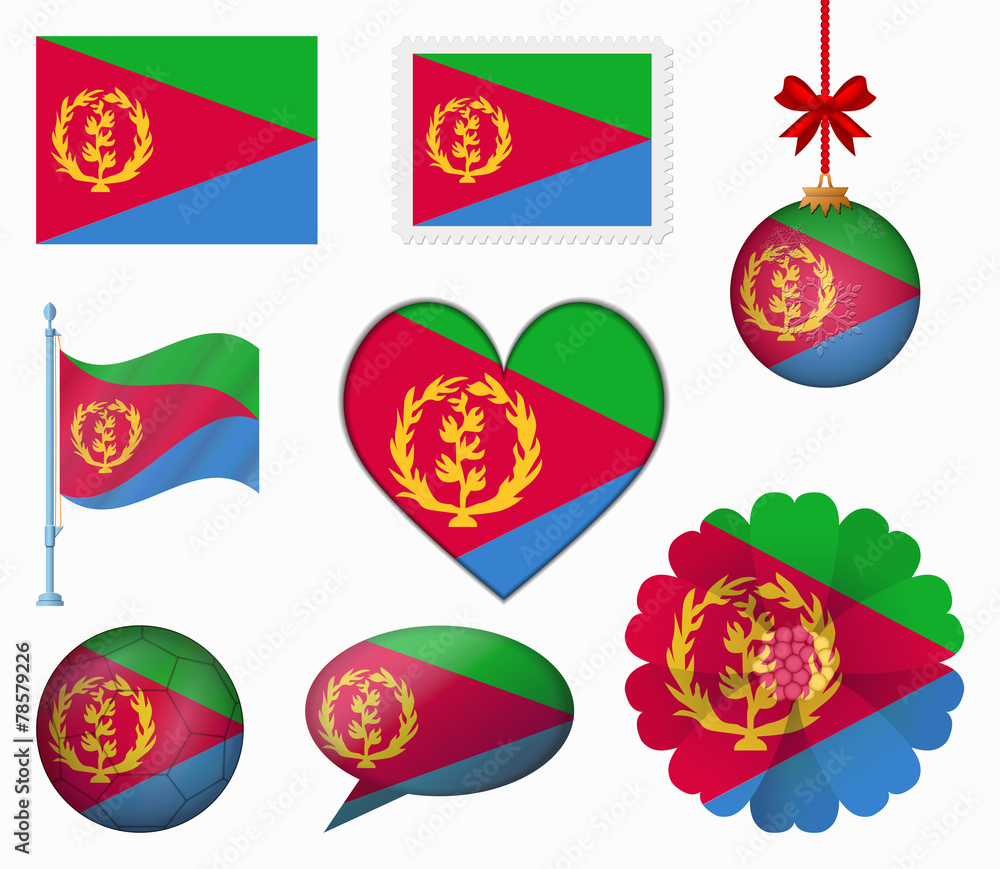 Eritrea flag set of 8 items vector Eritrea flag set of 8 items vector