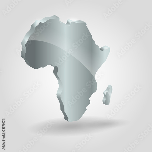 Africa 3d silver map. Image of modern Africa map illustration.