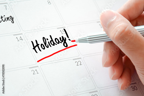 Holiday text on the calendar (or desk planner) 