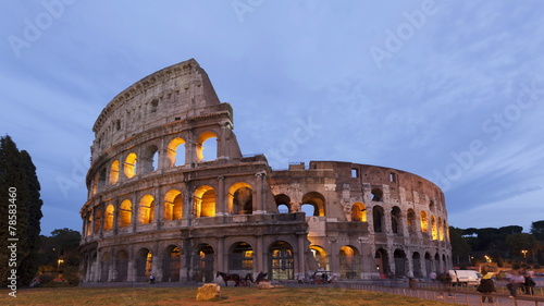 4K Time lapse zoom out Colosseum Rome sunset, Italy